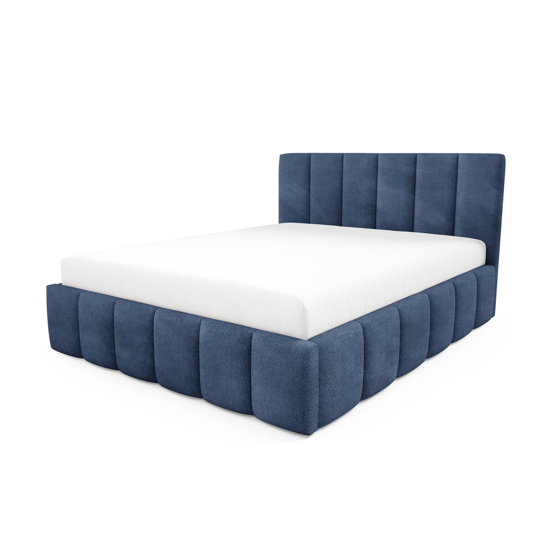 Łóżko tapicerowane pikowane z pojemnikiem w różnych rozmiarach w stylu eleganckim - tkanina Coral, pionowe przeszycia | Nerom