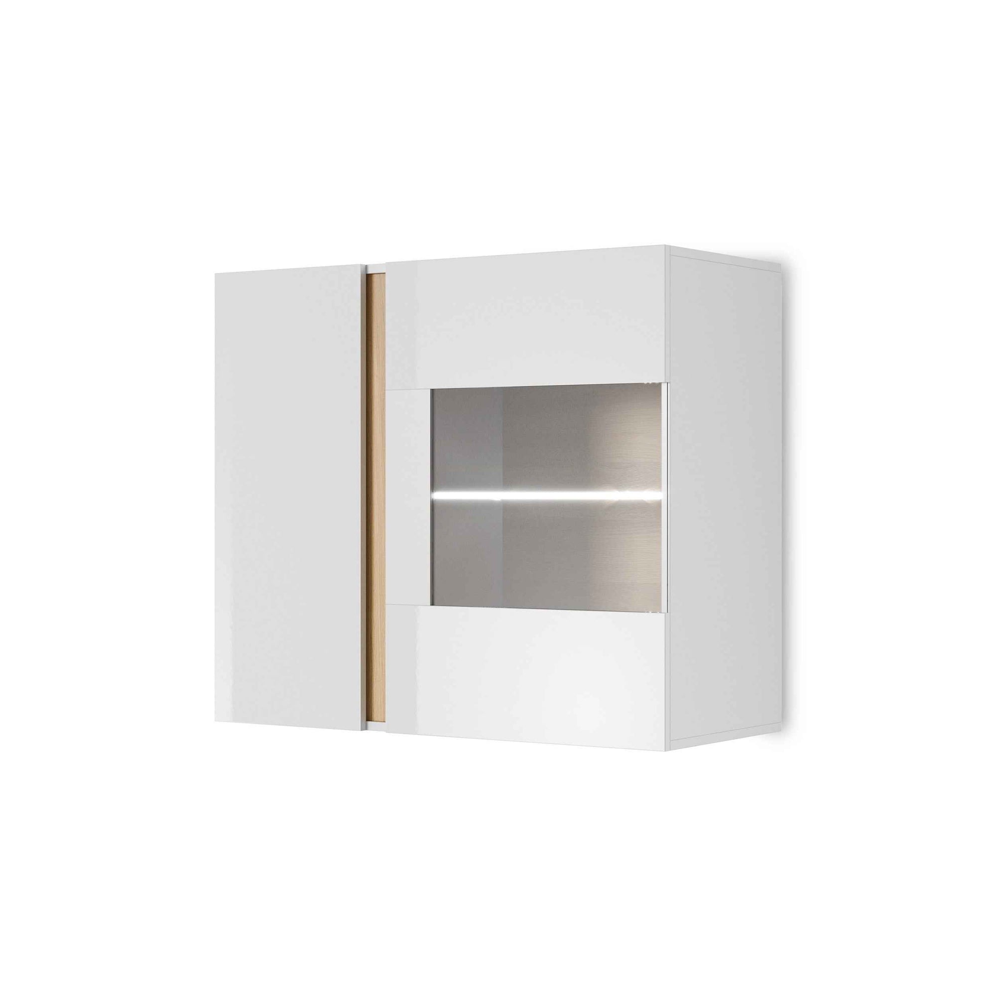 Witryna wisząca przeszklona 97x83 cm w stylu minimalistycznym – szkło hartowane, cichy domyk | Armelia