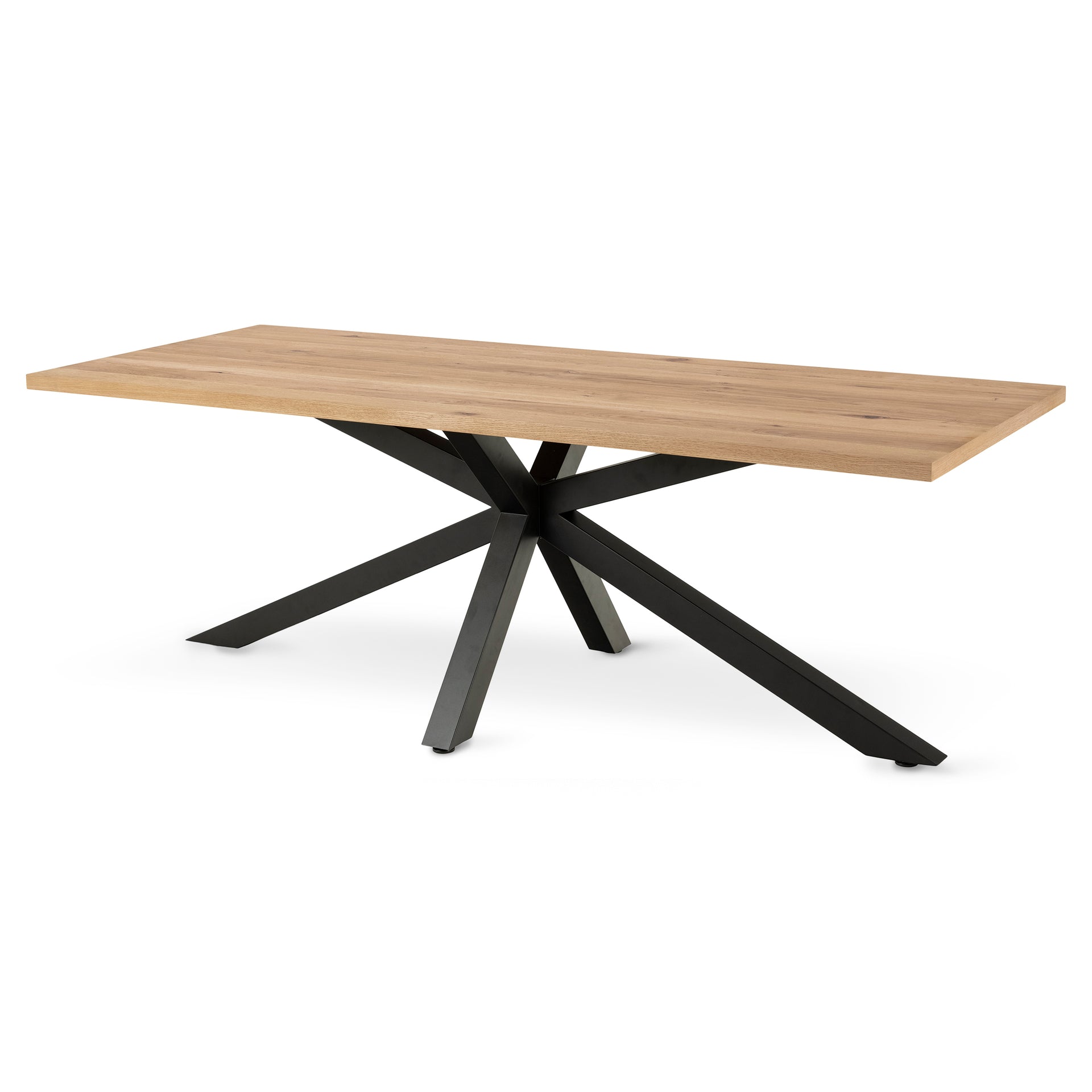 Stół do jadalni 220x76 w stylu industrialnym - dębowy szeroki blat, czarna metalowa podstawa | Oryss Oak
