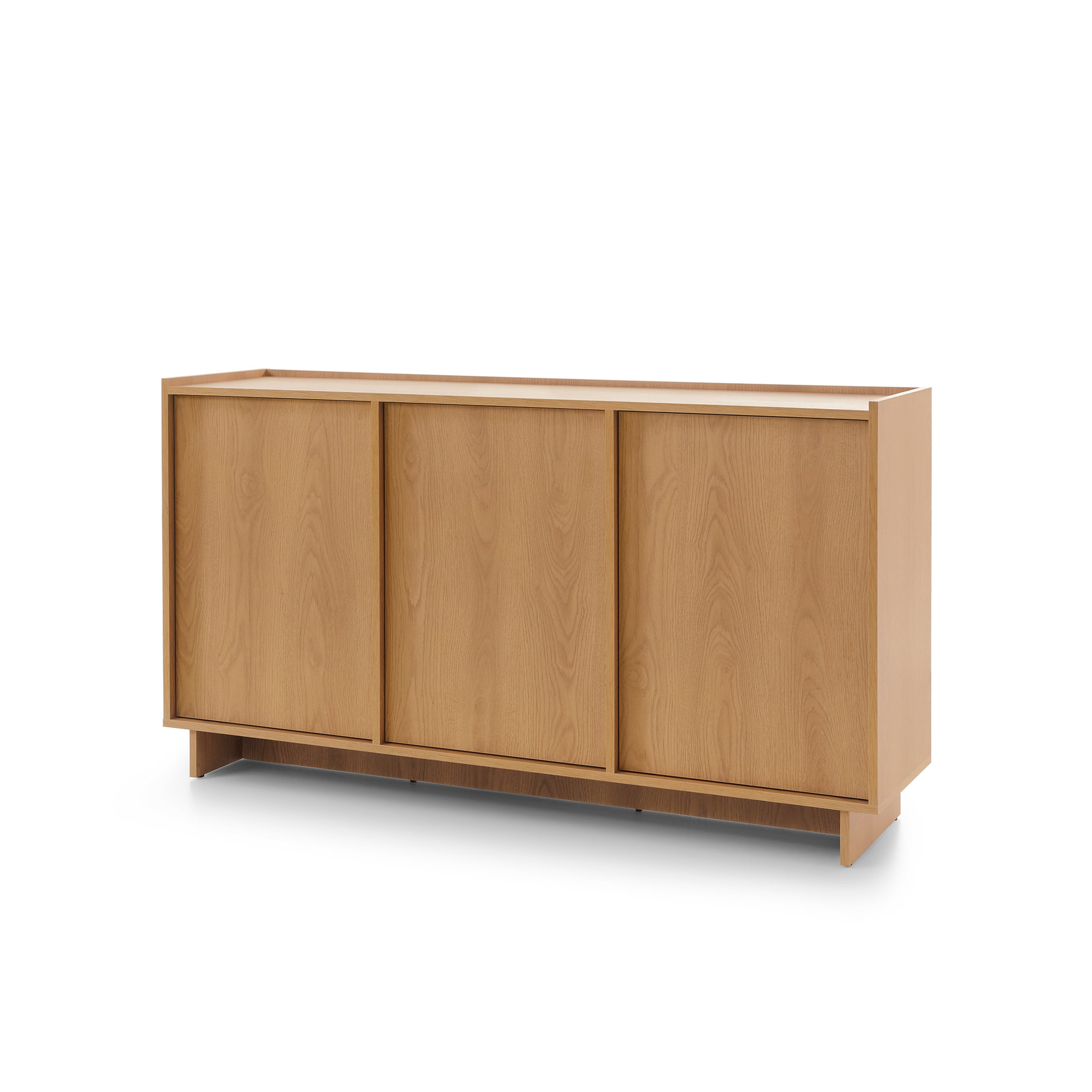 Komoda z półkami 147x82 w stylu japandi - dąb karmel, push-to-open | Kiyro