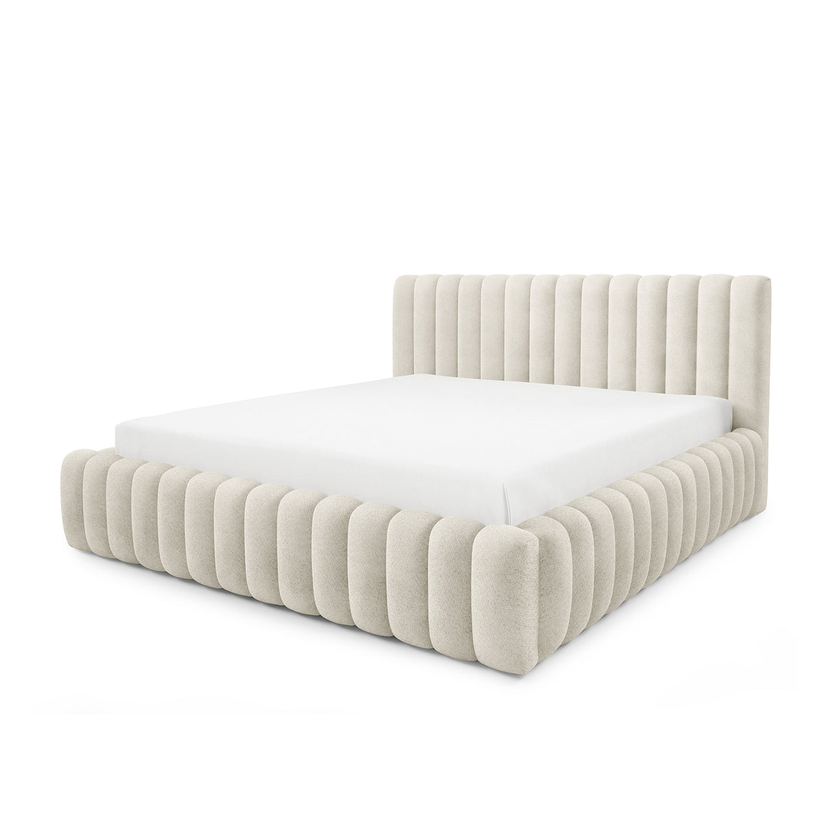 Łóżko tapicerowane z pojemnikiem w stylu modern soft, tkanina Coral | Pastel