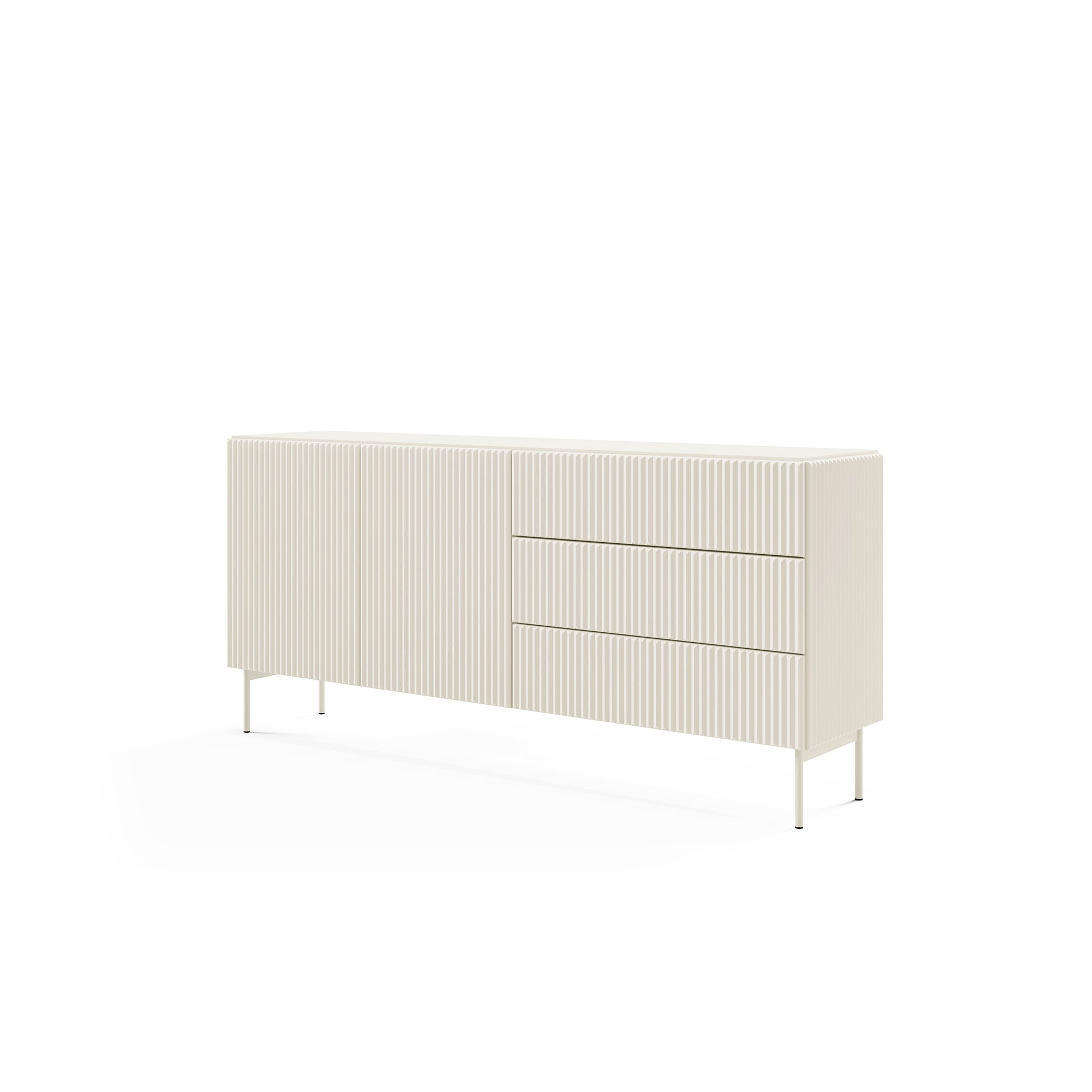 Komoda z drzwiami i szufladami 177x81 w stylu nowoczesnym - kaszmir, push-to-open, 3 szuflady | MuzZI