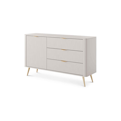 Komoda 138x81 z szufladami i drzwiami w stylu eleganckim | Laanti Beż