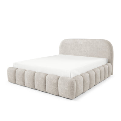 Łóżko tapicerowane z pojemnikiem w stylu modern soft, tkanina Monte | Tegell