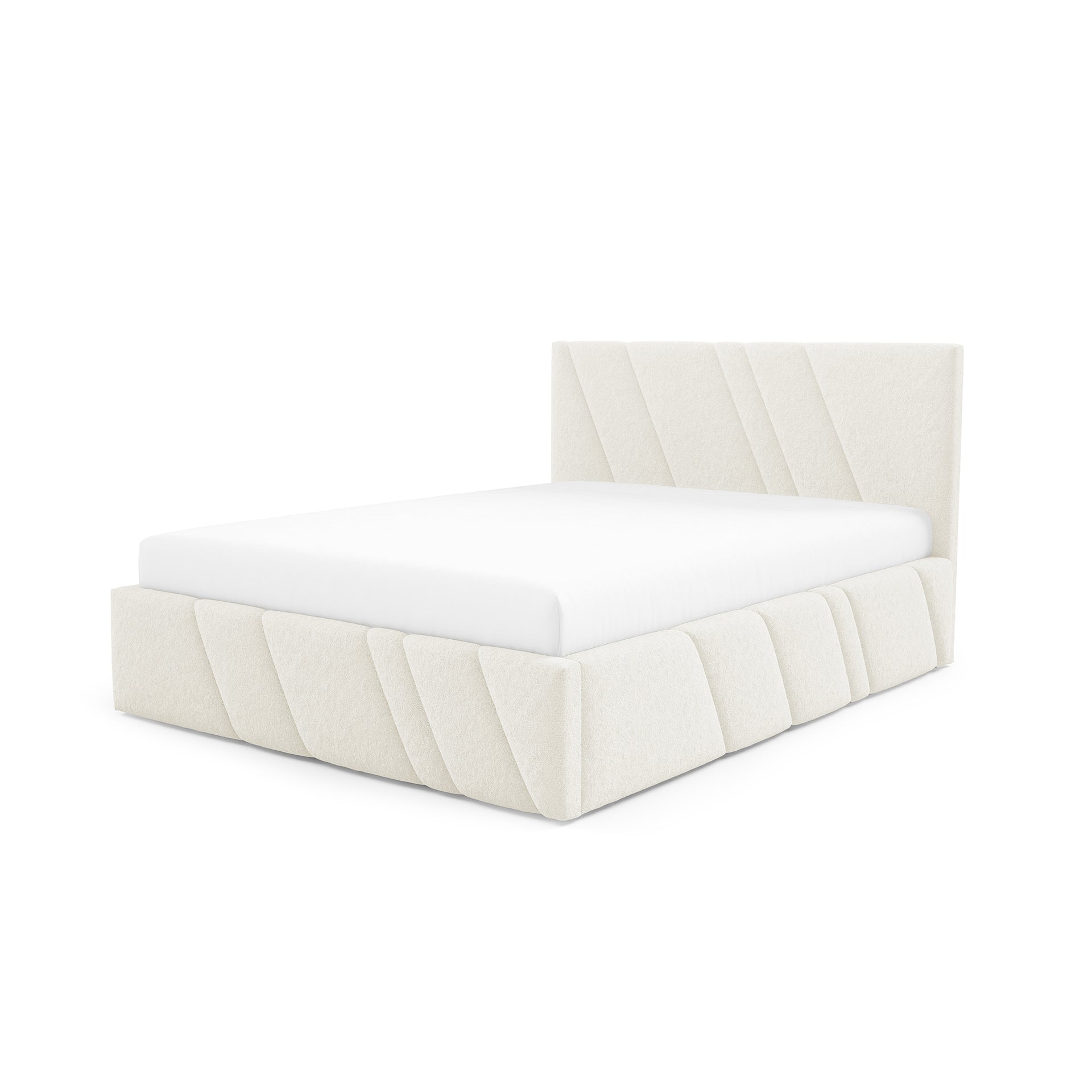 Łóżko tapicerowane pikowane z pojemnikiem w różnych rozmiarach w stylu nowoczesnym - tkanina Lambi, dekoracyjne przeszycia | Raiz