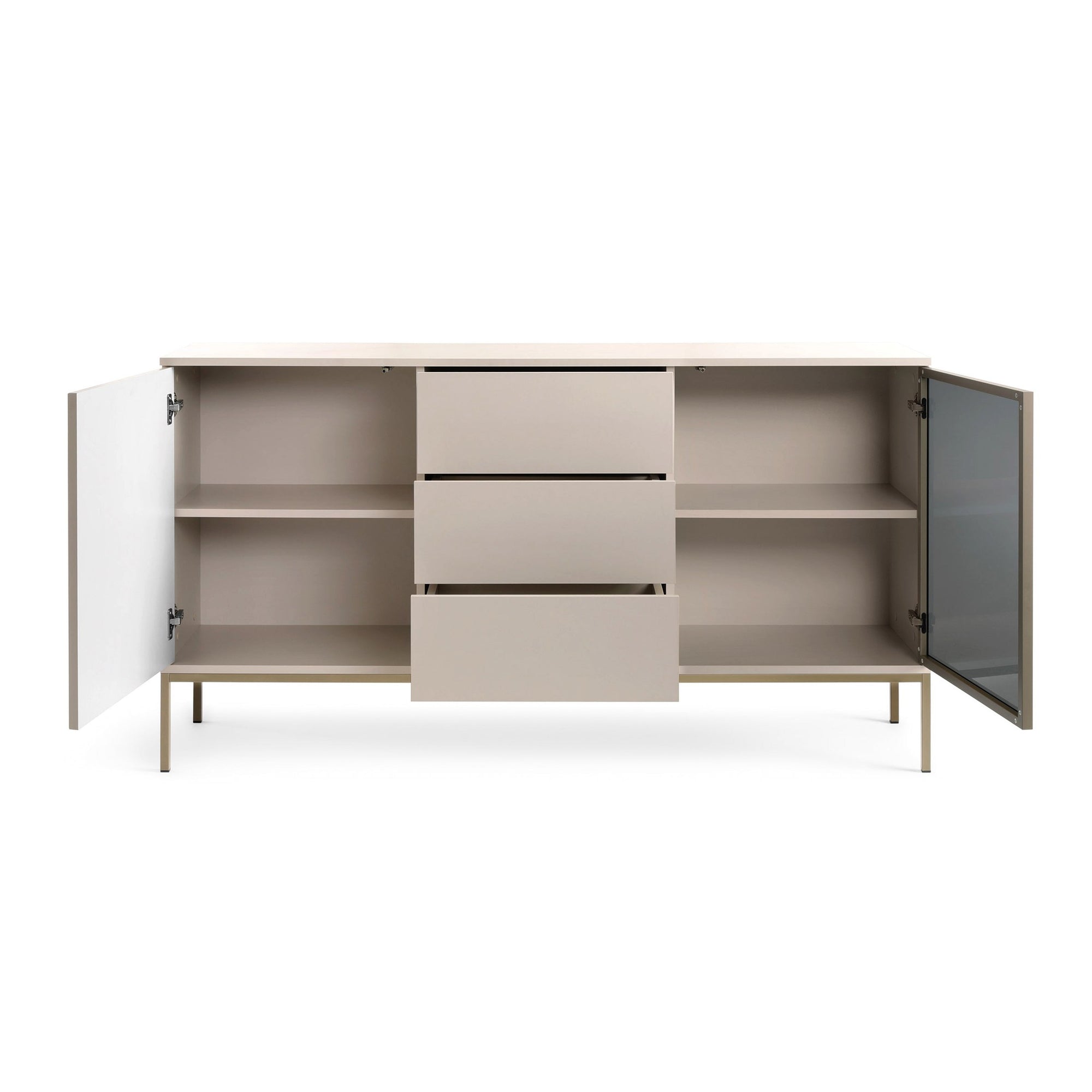 Komoda z szufladami i drzwiami 154x83 w stylu loft - LED, lamele, szkło antisol | Lampy