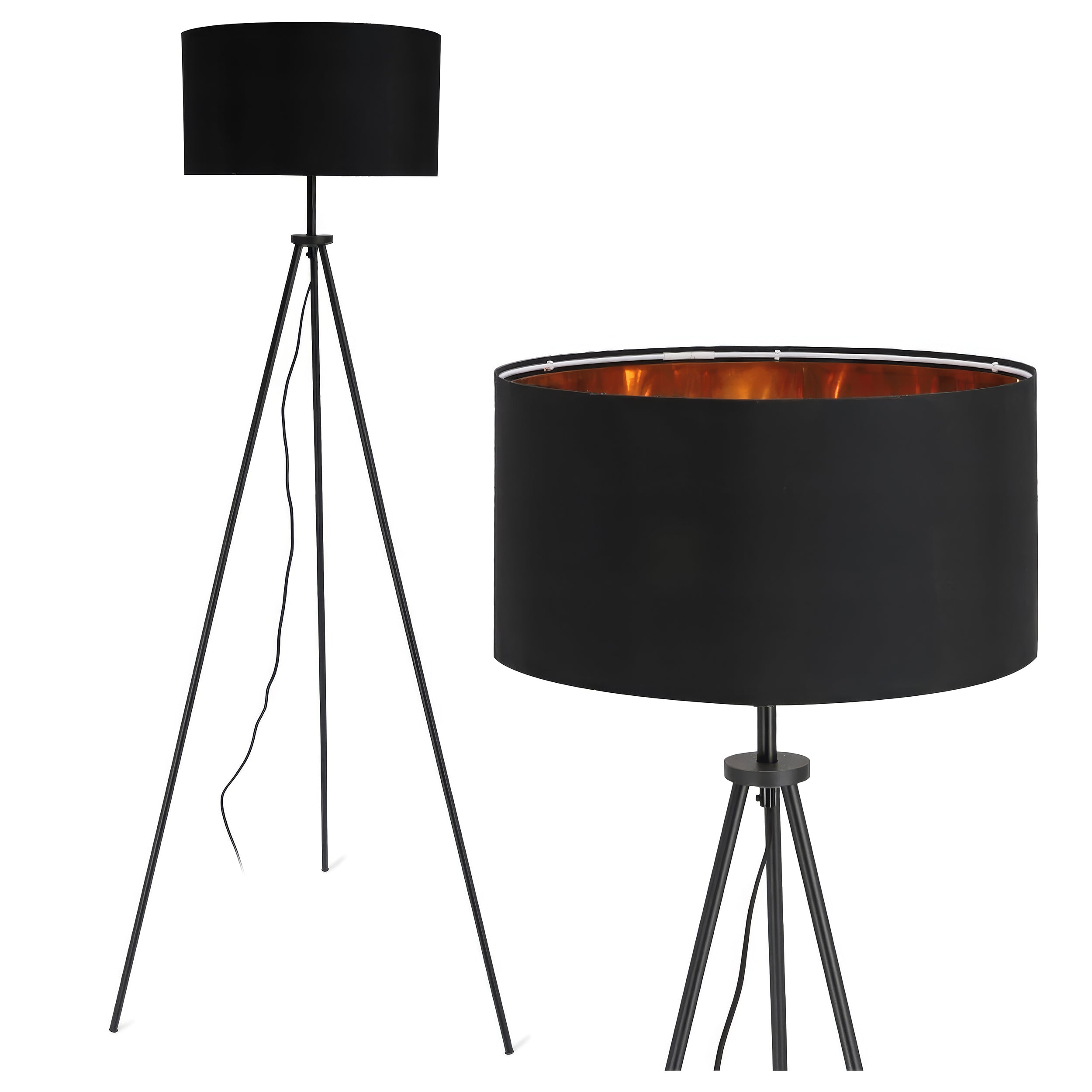 Lampa podłogowa na trójnogu z abażurem w stylu eleganckim | Aureno