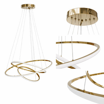 Lampa wisząca LED z trzema pętlami światła w stylu glamour | Movimento
