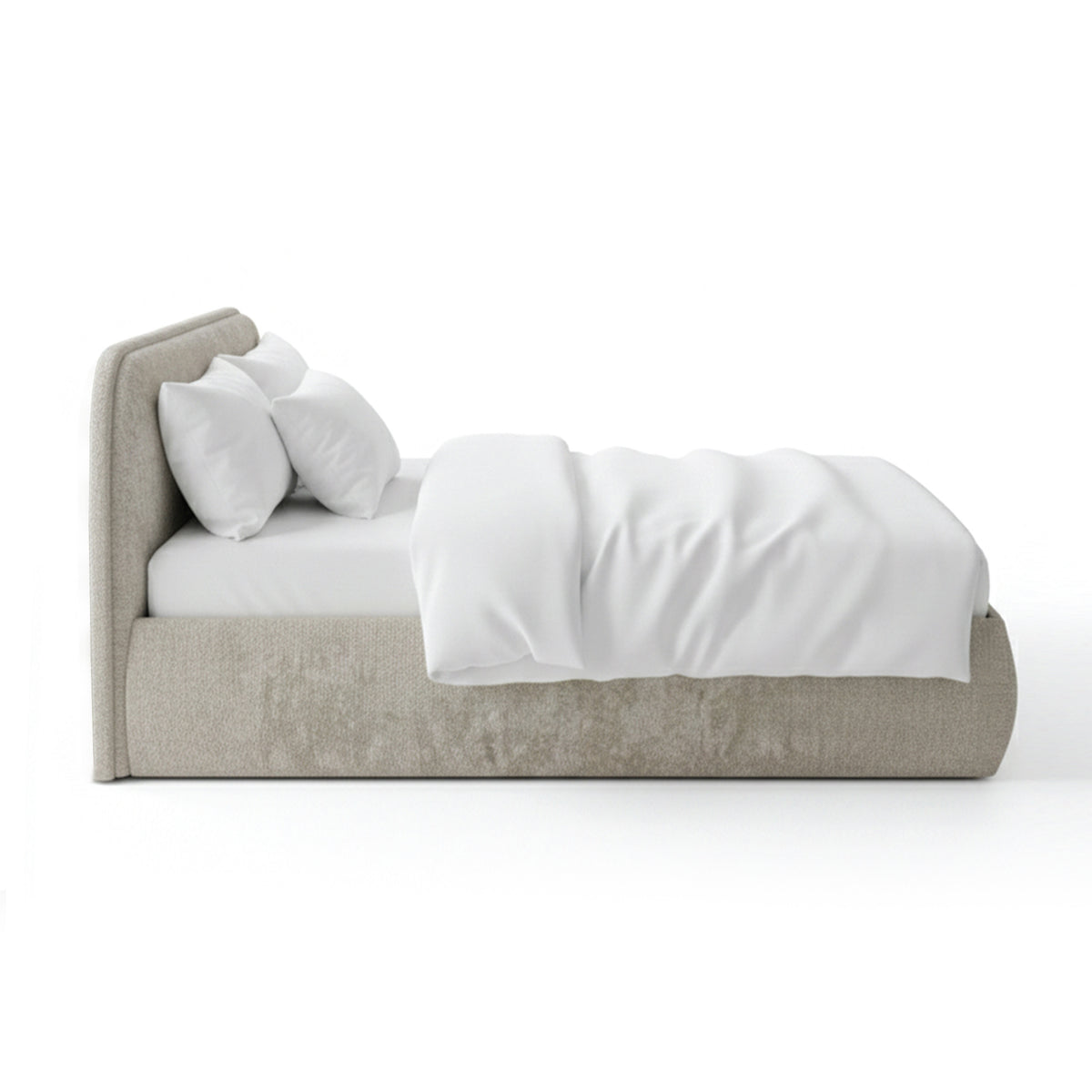 Łóżko tapicerowane z pojemnikiem w stylu soft modern | Eterial