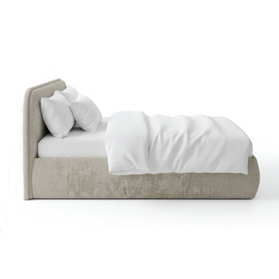 Łóżko tapicerowane z pojemnikiem w stylu soft modern | Eterial