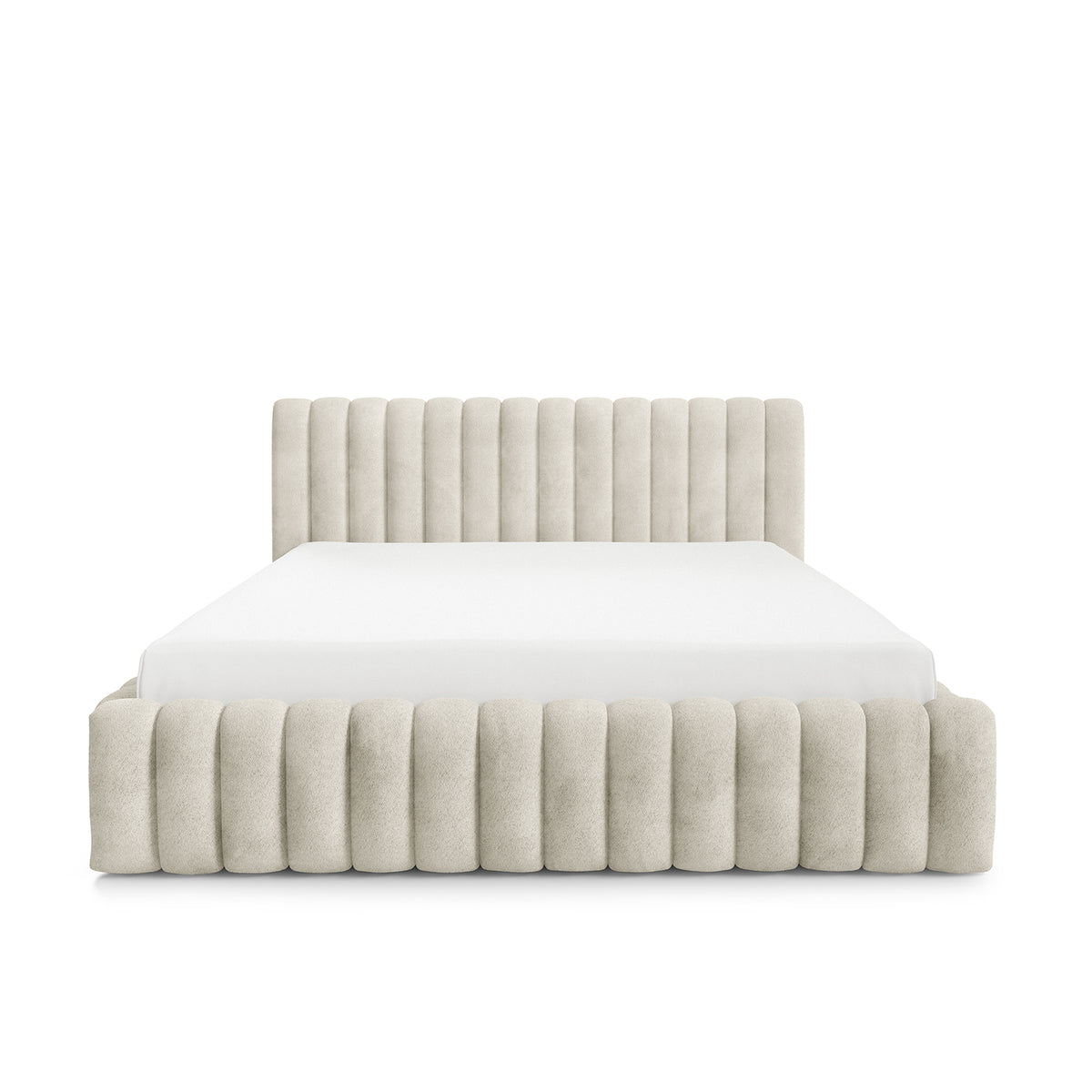 Łóżko tapicerowane z pojemnikiem w stylu modern soft, tkanina Coral | Pastel