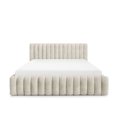 Łóżko tapicerowane z pojemnikiem w stylu modern soft, tkanina Coral | Pastel