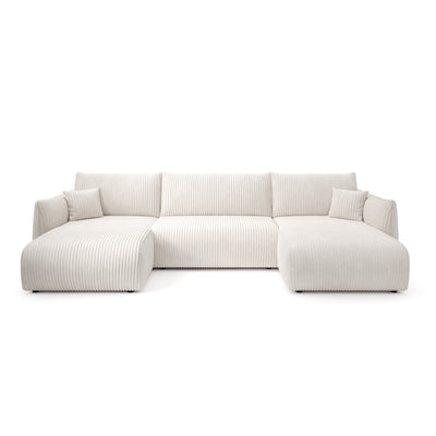 Narożnik Alloro U z funkcją spania o powierzchni 145x302 w stylu vintage – widok z przodu