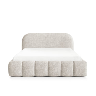 Łóżko tapicerowane z pojemnikiem w stylu modern soft, tkanina Monte | Tegell