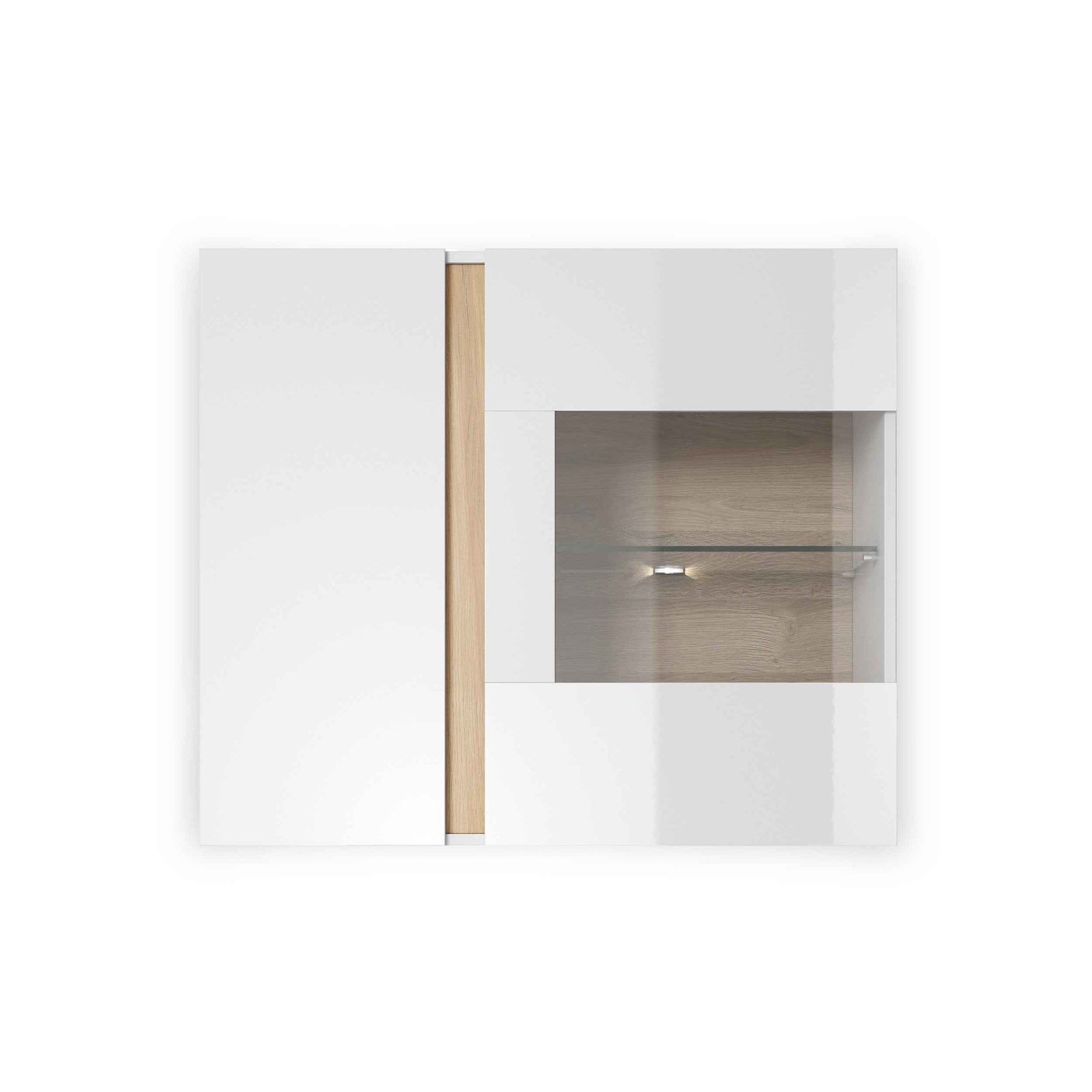 Witryna wisząca przeszklona 97x83 cm w stylu minimalistycznym – szkło hartowane, cichy domyk | Armelia