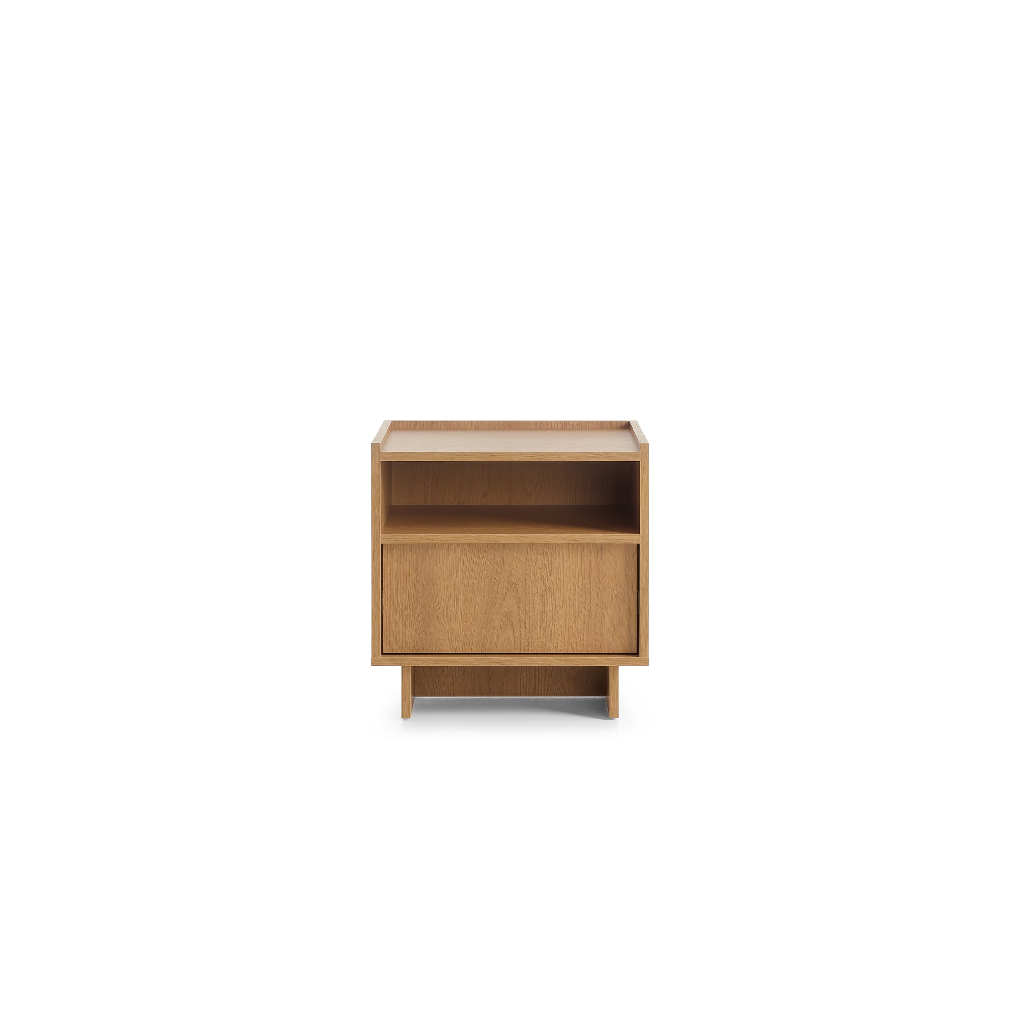 Szafka nocna z szufladą 50x51 w stylu japandi - dąb karmel, push-to-open | Kiyro