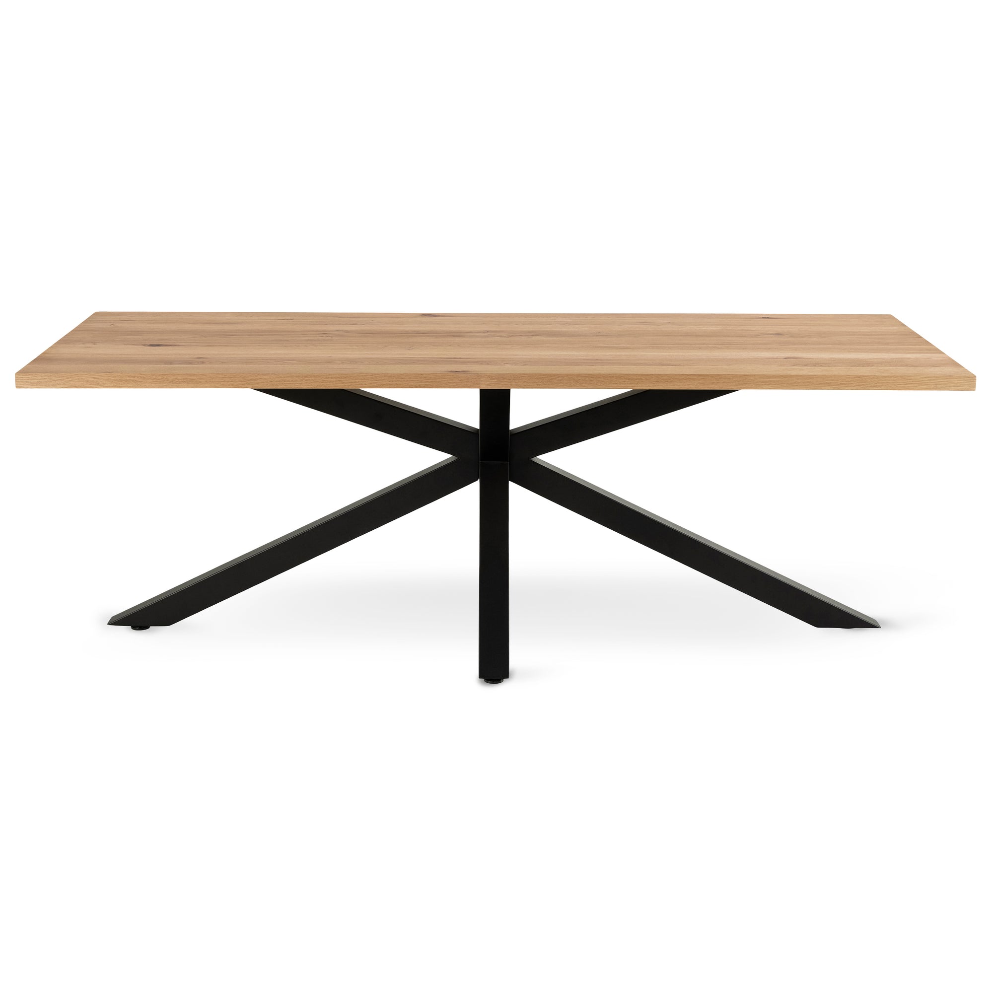 Stół do jadalni 220x76 w stylu industrialnym - dębowy szeroki blat, czarna metalowa podstawa | Oryss Oak