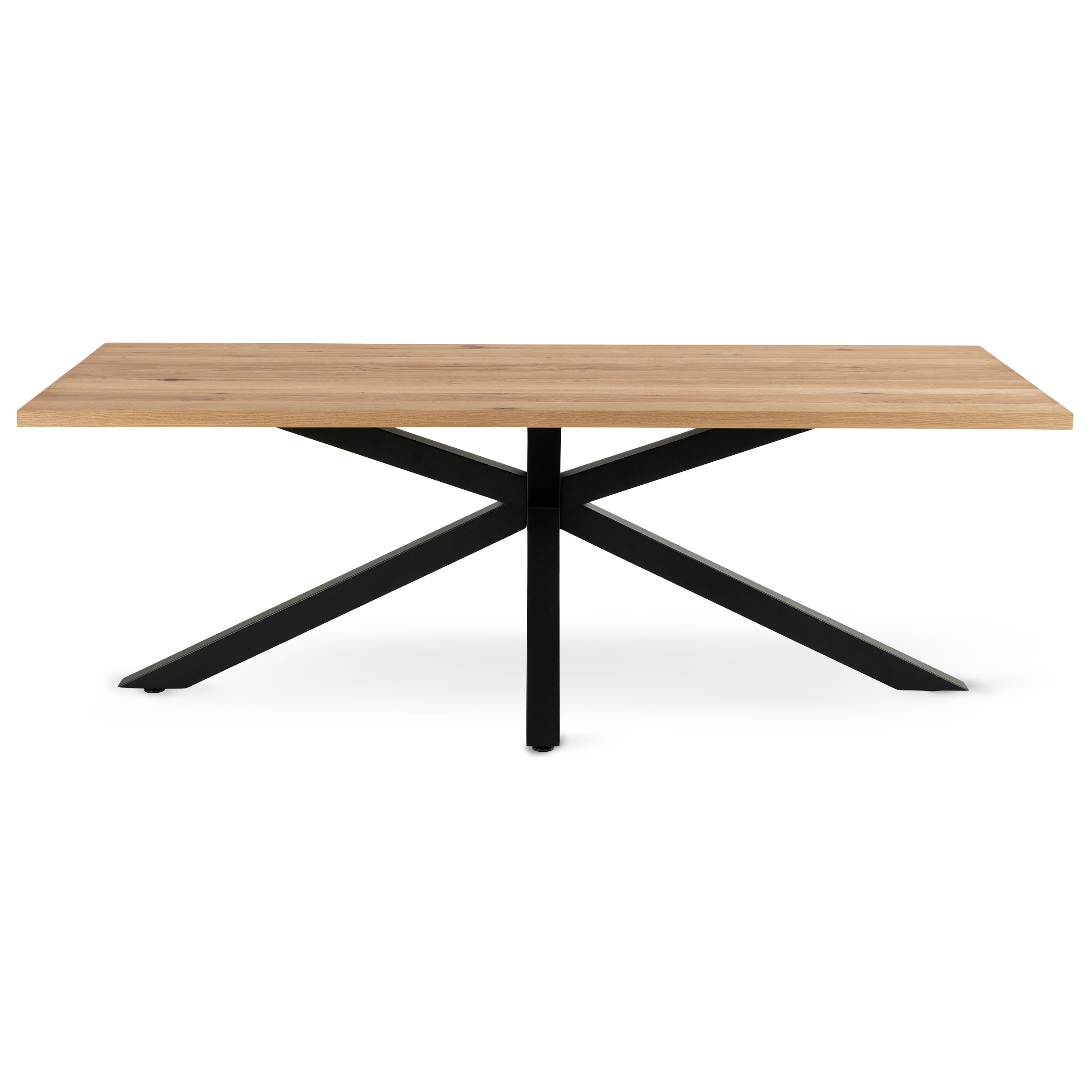 Stół do jadalni 220x76 w stylu industrialnym - dębowy szeroki blat, czarna metalowa podstawa | Oryss Oak