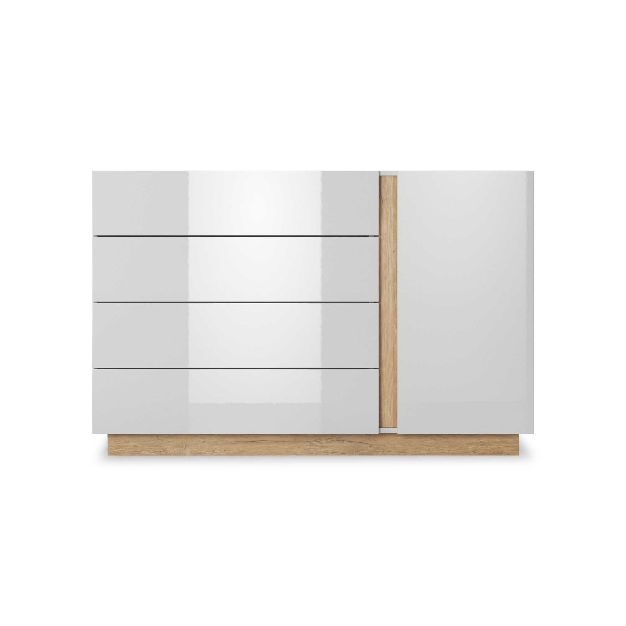 Komoda 138x91 w stylu minimalistycznym - push-to-open, cichy domyk, 4 szuflady | Armelia