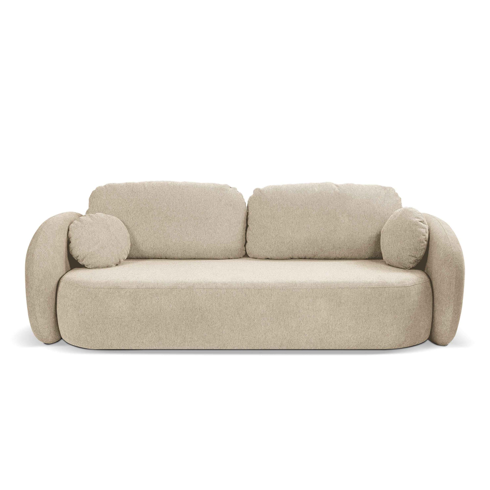 Sofa 3-osobowa z funkcją spania 142x200 z pojemnikiem w stylu art deco – tkanina Aragon, sprężyny bonell, DL | OLEMO