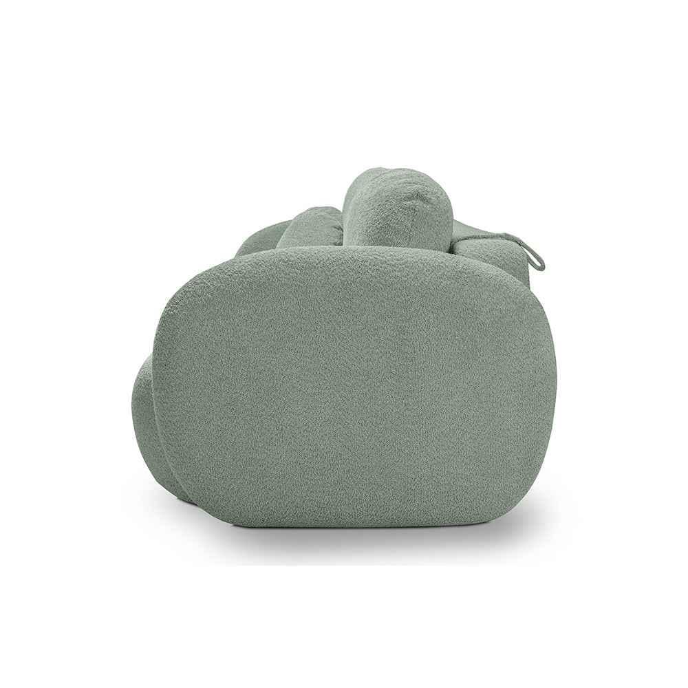 Sofa z funkcją spania 142x200 w stylu nowoczesnym – Abriamo, zaoblona forma, pojemnik | OLEMO