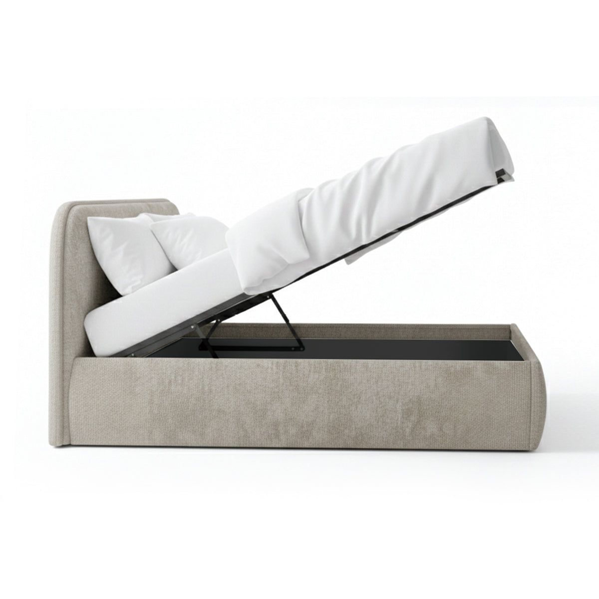 Łóżko tapicerowane z pojemnikiem w stylu soft modern | Eterial