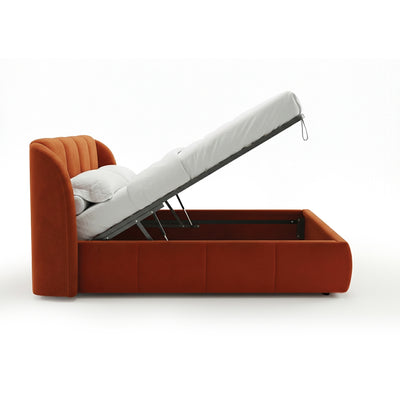 Łóżko tapicerowane pikowane z pojemnikiem w stylu soft modern | Ventara