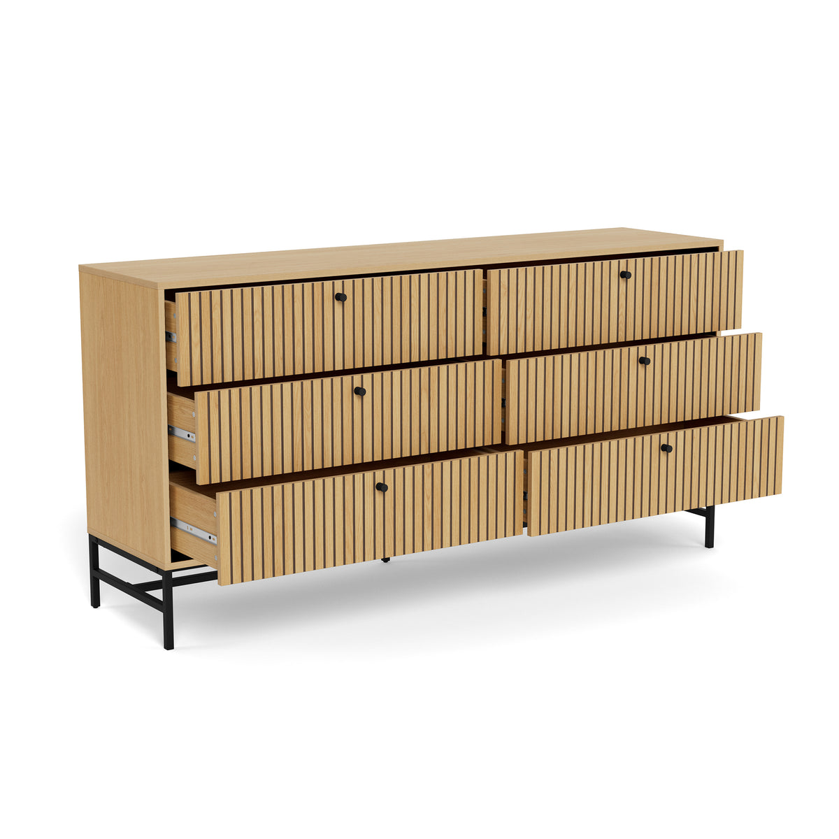 Komoda 158x81 z lamelowym frontem w stylu nowoczesnym | Bambouz