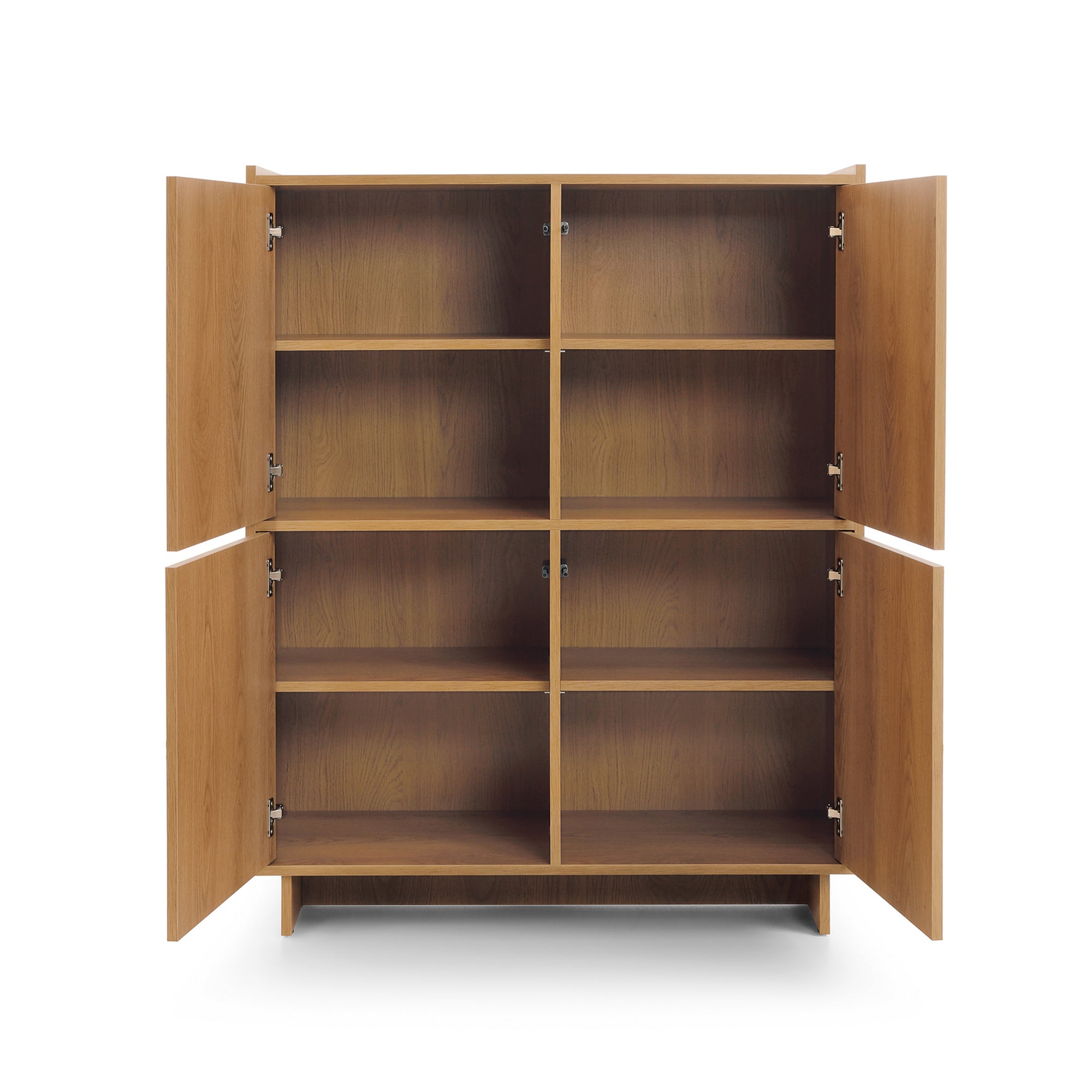 Komoda 98x124 z półkami w stylu japandi- dąb karmel, bezuchwytowe fronty | Kiyro