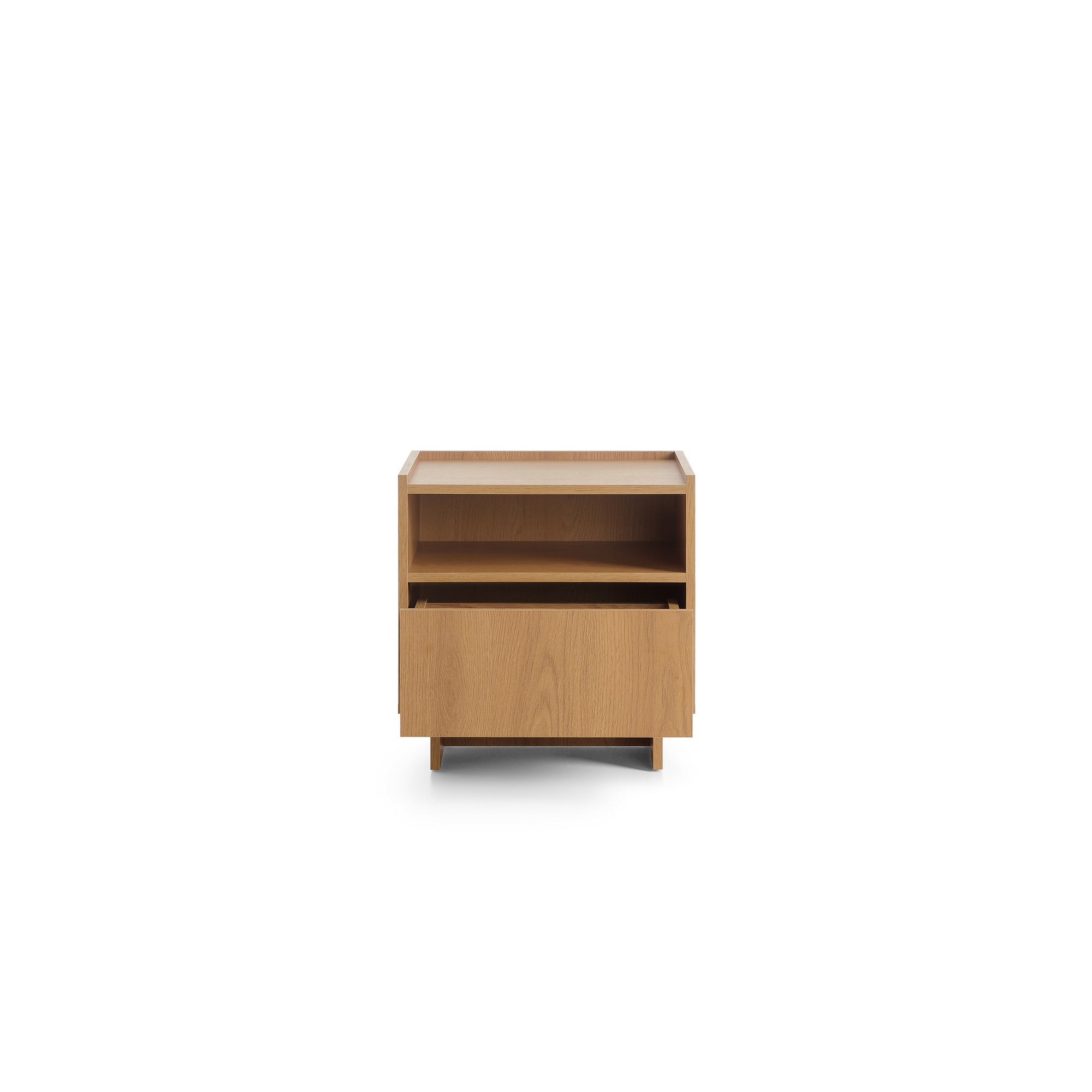 Szafka nocna z szufladą 50x51 w stylu japandi - dąb karmel, push-to-open | Kiyro