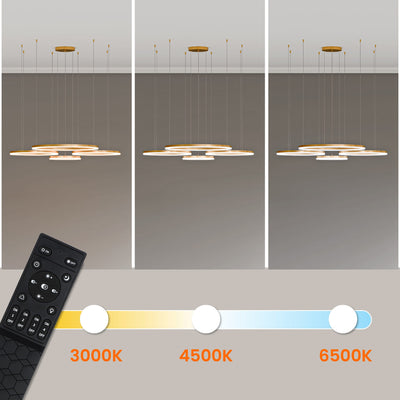 Lampa wisząca LED z czterema pierścieniami w stylu glamour | Soliva