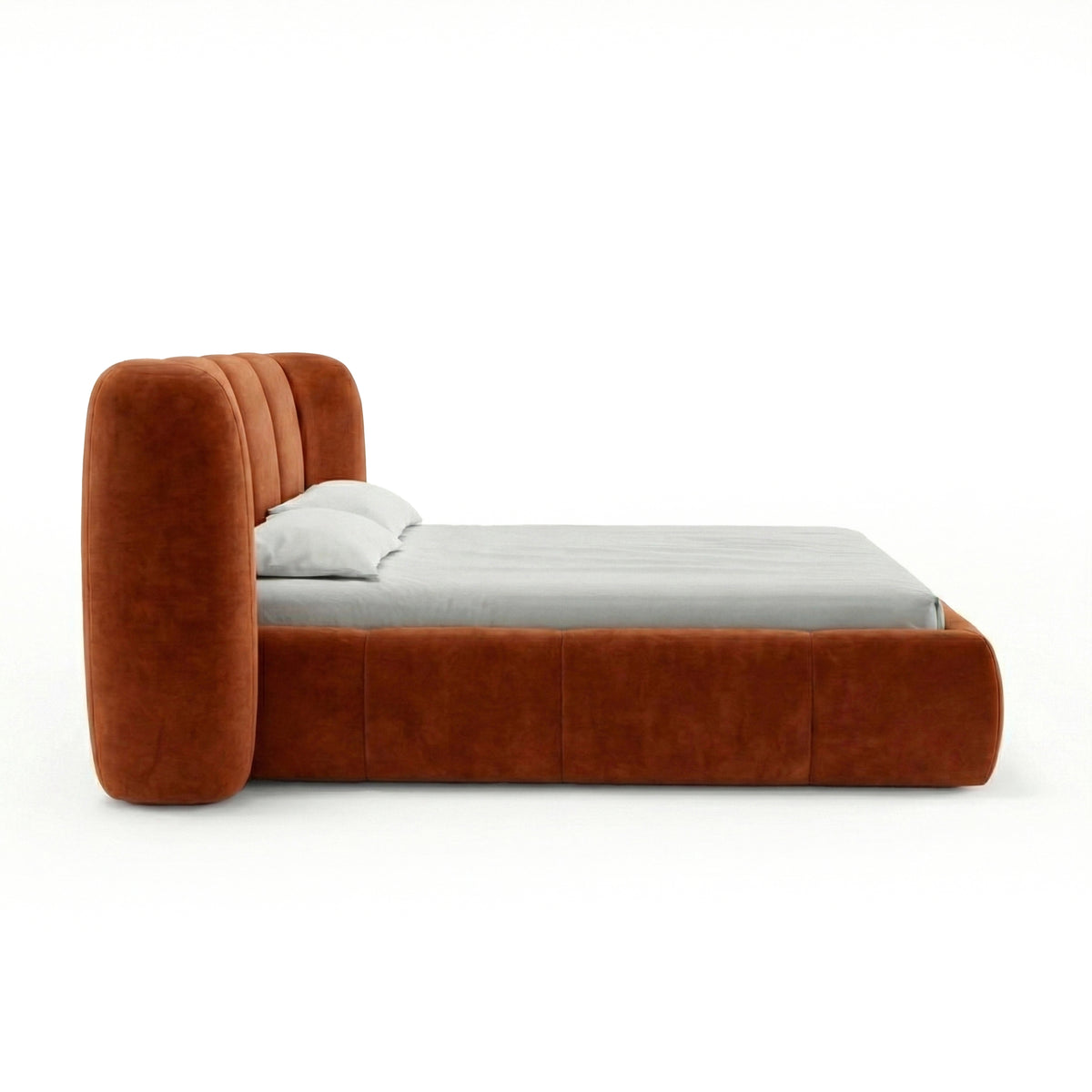 Łóżko tapicerowane pikowane z pojemnikiem w stylu soft modern | Ventara