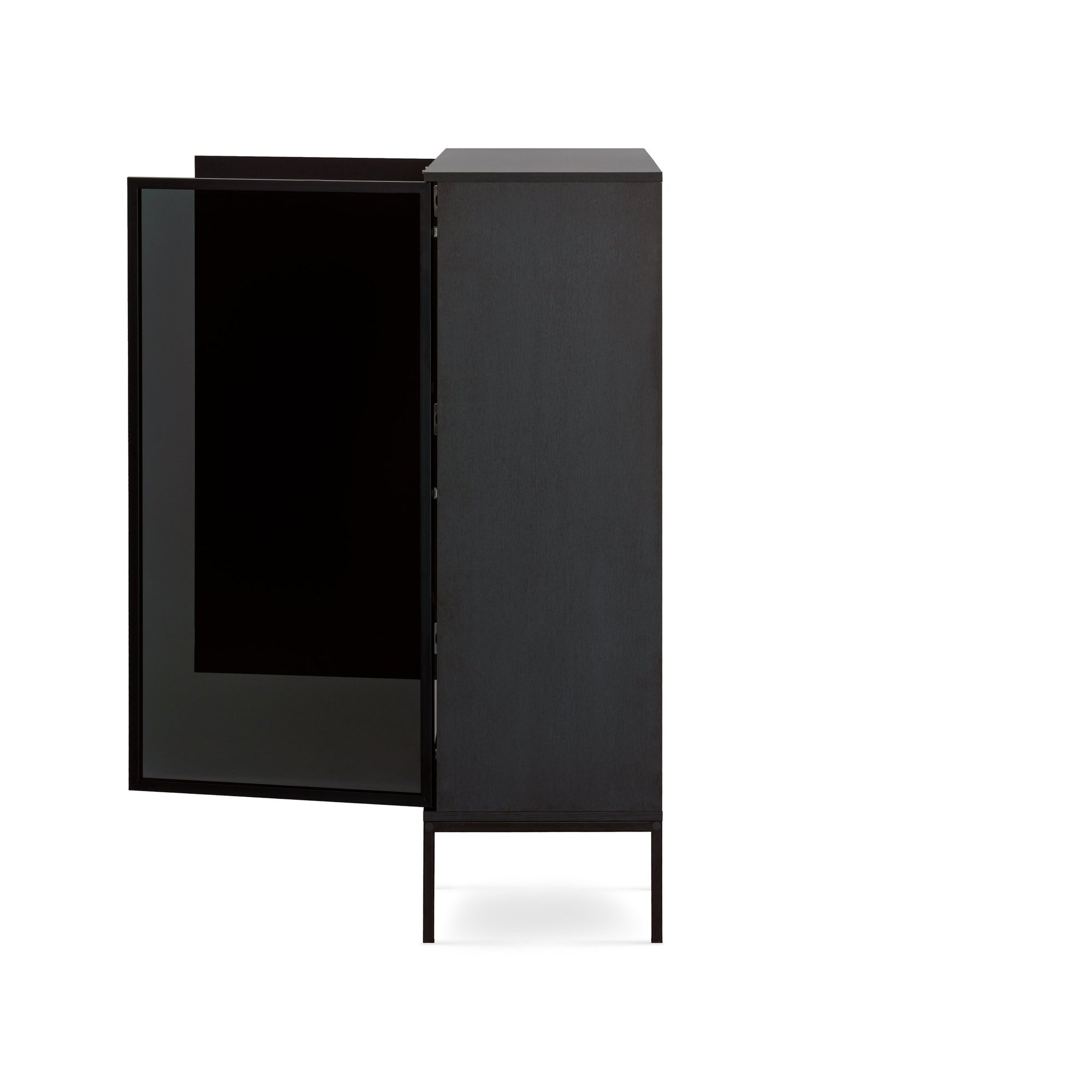Komoda z drzwiami i szufladą 104x126 w stylu loft - LED, lamele, push-to-open | Lampy