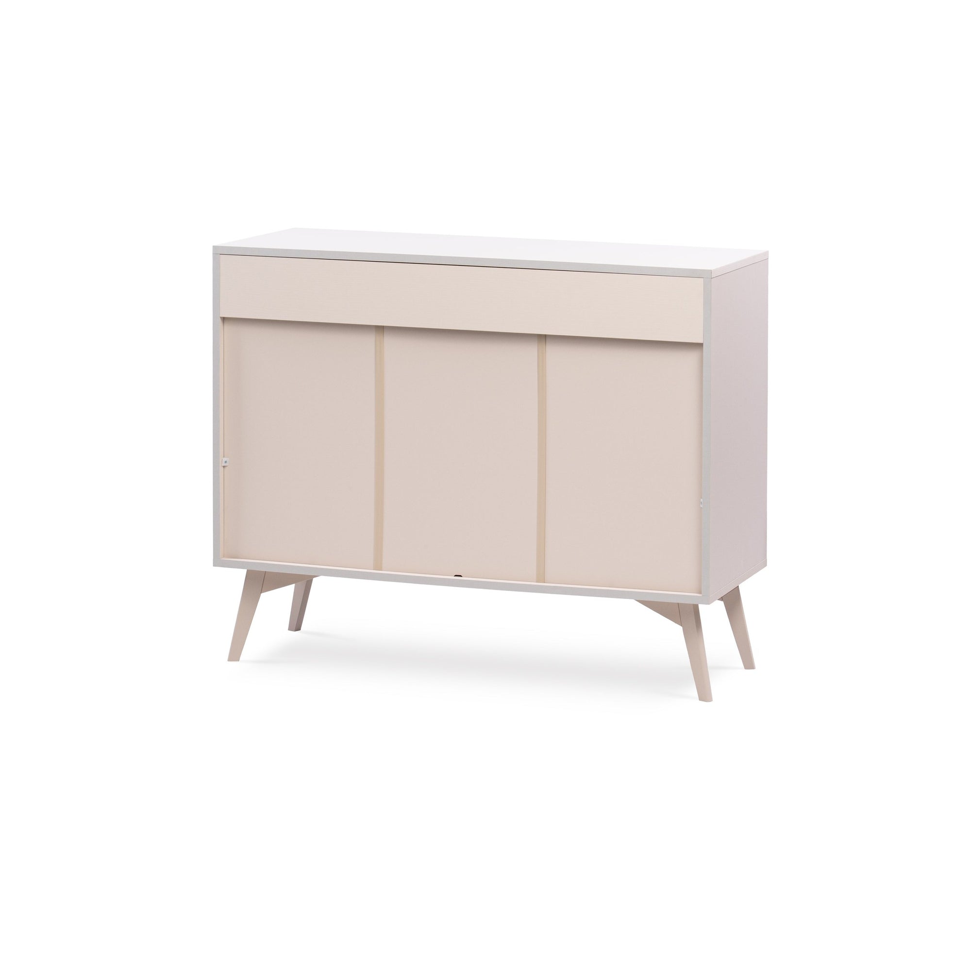 Komoda z szufladami 106x80 w stylu japandi - jodełka, złote uchwyty, drewniane nogi | Mandala