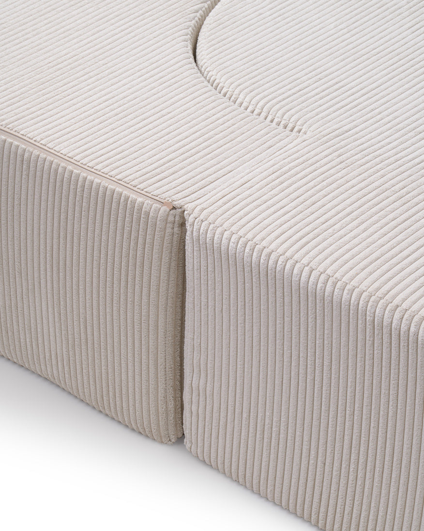 Sofa piankowa wolnostojąca 200 cm z funkcją spania w stylu japandi – sztruks POSO, kompaktowa forma | Kamelia
