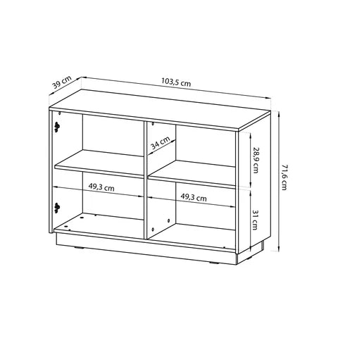 Komoda 104x72 w stylu nowoczesnym - frezowane fronty MDF, złote uchwyty, kompaktowa forma | Westa