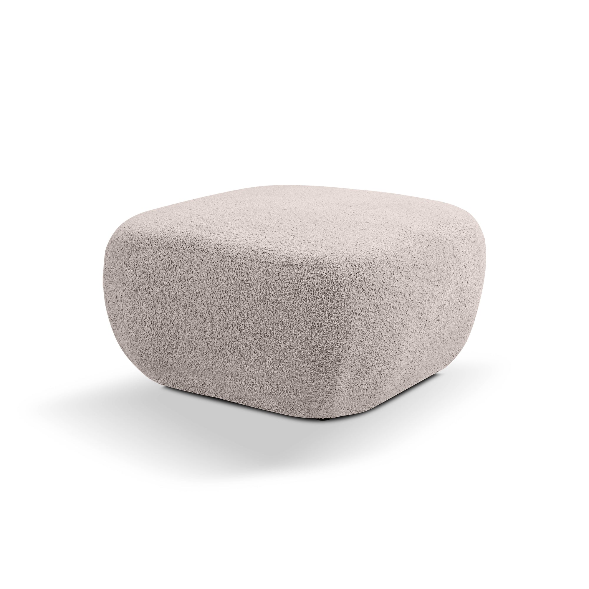 Pufa w stylu organic modern 75×39 cm - zaokrąglona forma, tkanina Abriamo, 14 kolorów | OLEMO Popiel Kwarcowy (ABRIAMO 02)