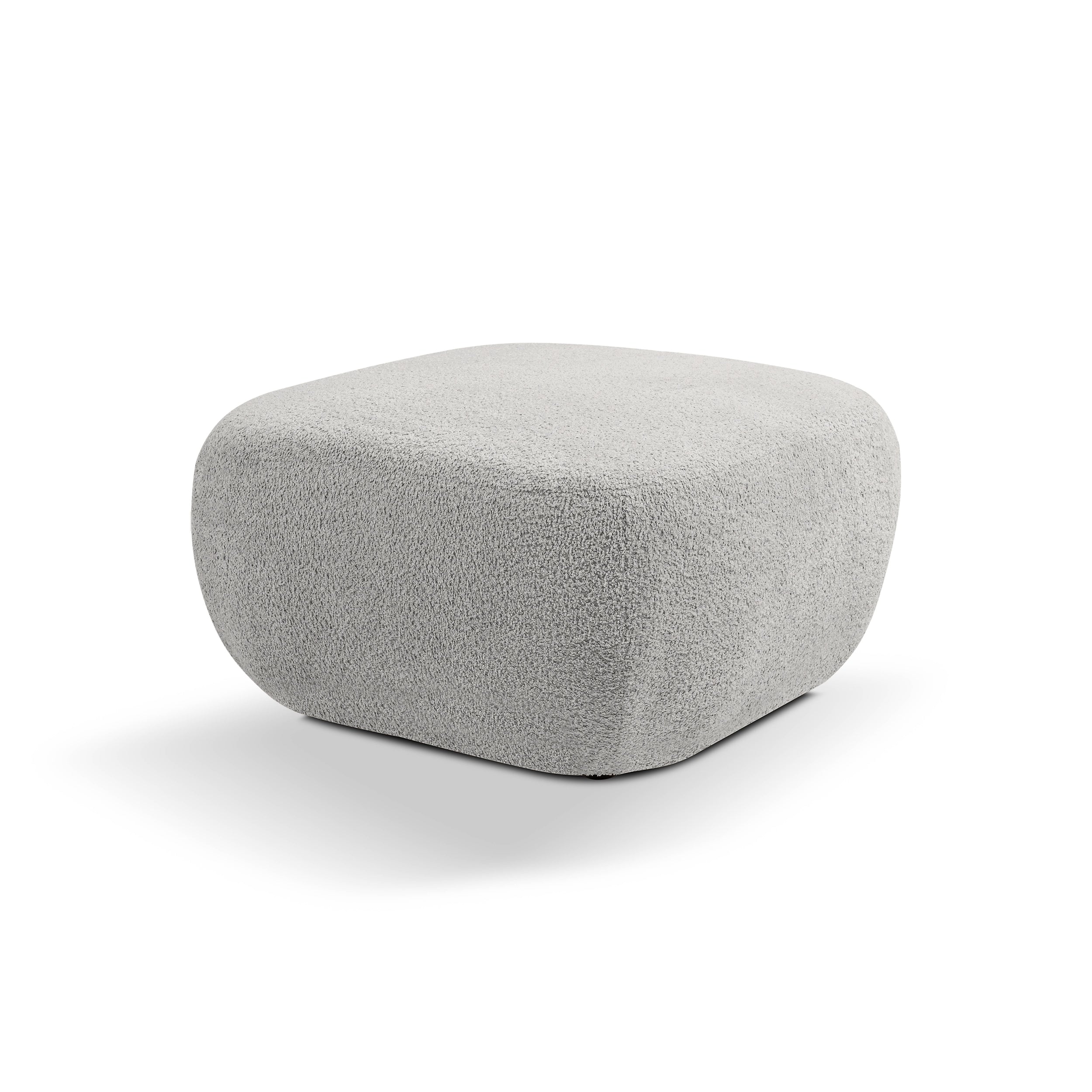 Pufa w stylu organic modern 75×39 cm - zaokrąglona forma, tkanina Abriamo, 14 kolorów | OLEMO Stalowy Pył (ABRIAMO 06)