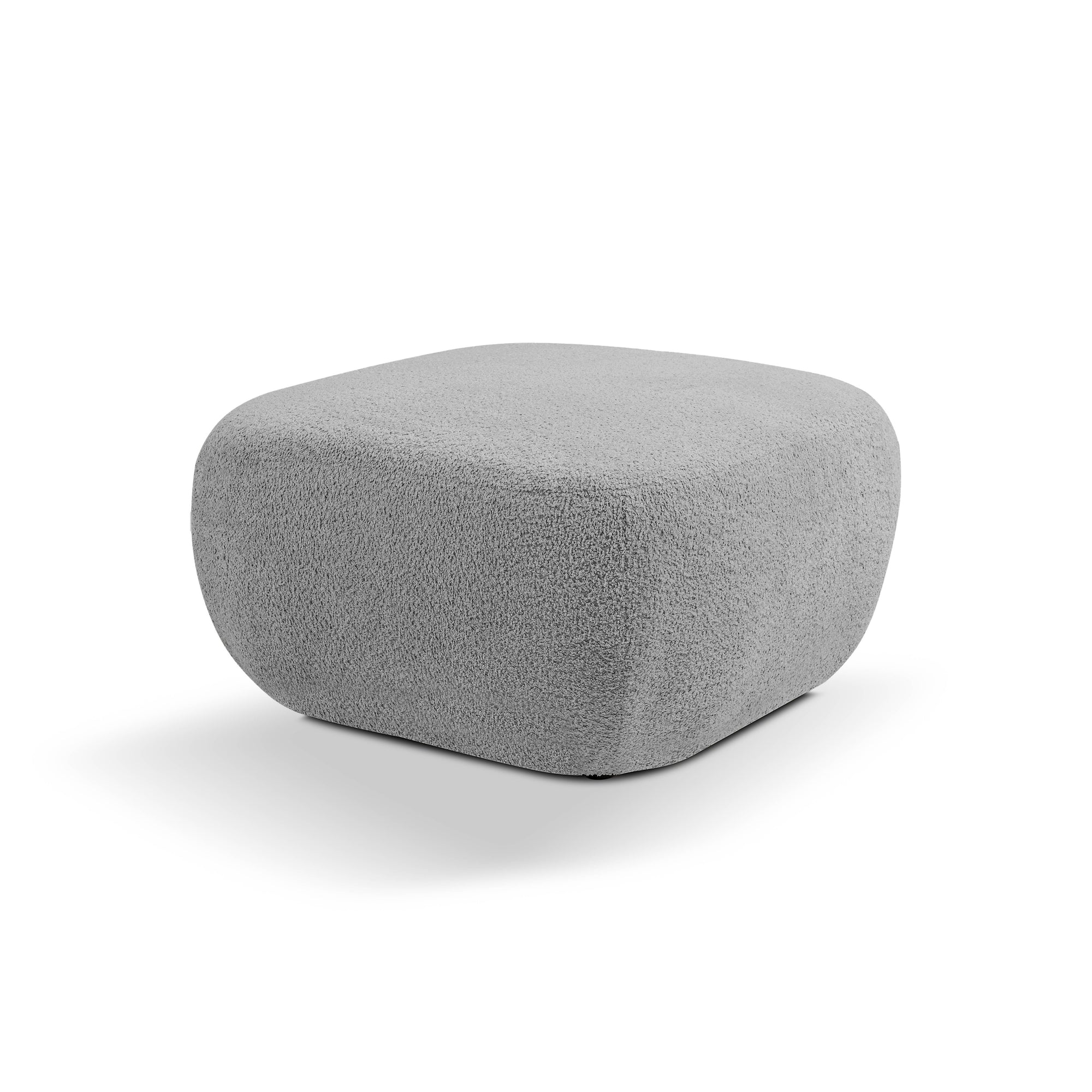 Pufa w stylu organic modern 75×39 cm - zaokrąglona forma, tkanina Abriamo, 14 kolorów | OLEMO Księżycowy Grafit (ABRIAMO 07)