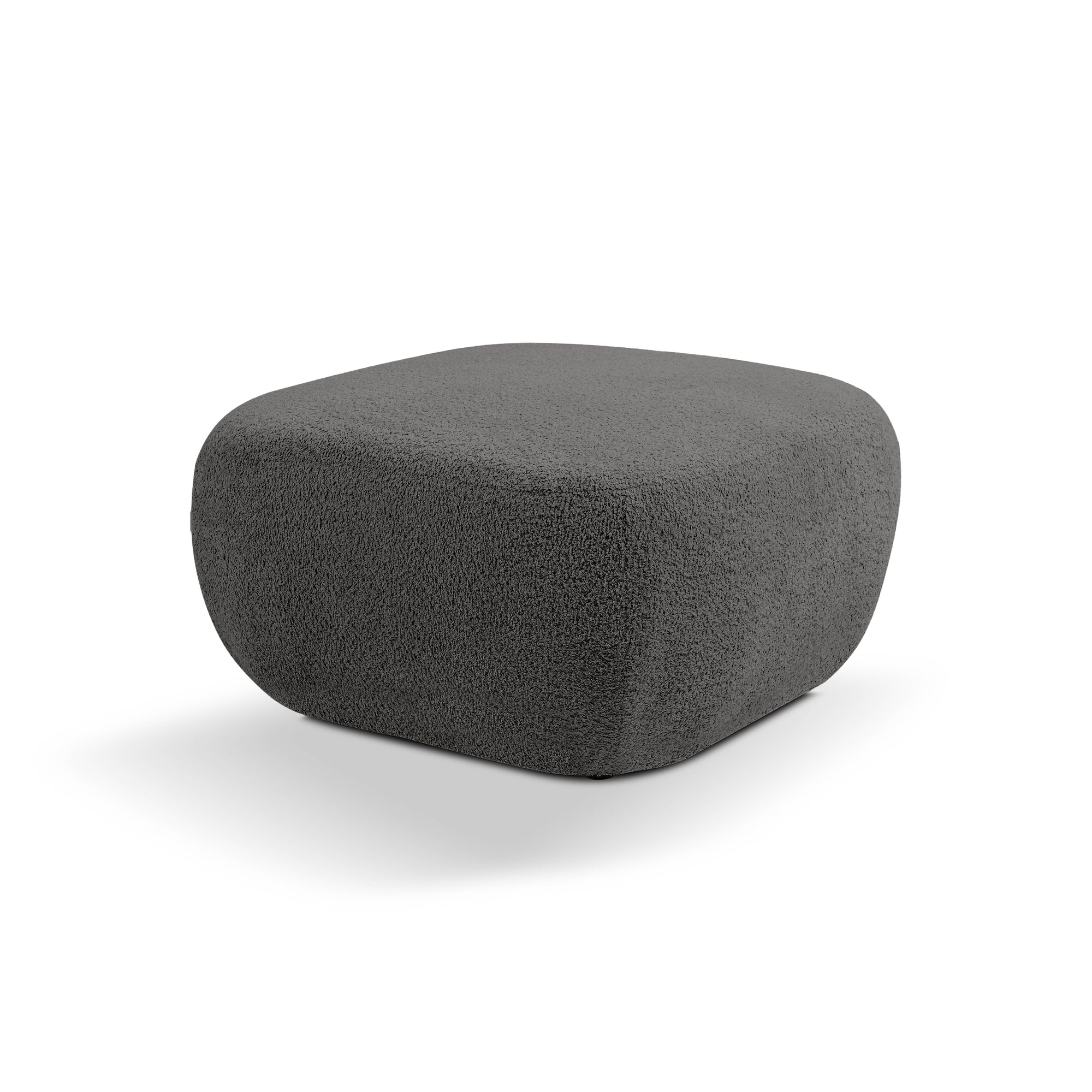 Pufa w stylu organic modern 75×39 cm - zaokrąglona forma, tkanina Abriamo, 14 kolorów | OLEMO Węgiel Szlachetny (ABRIAMO 08)