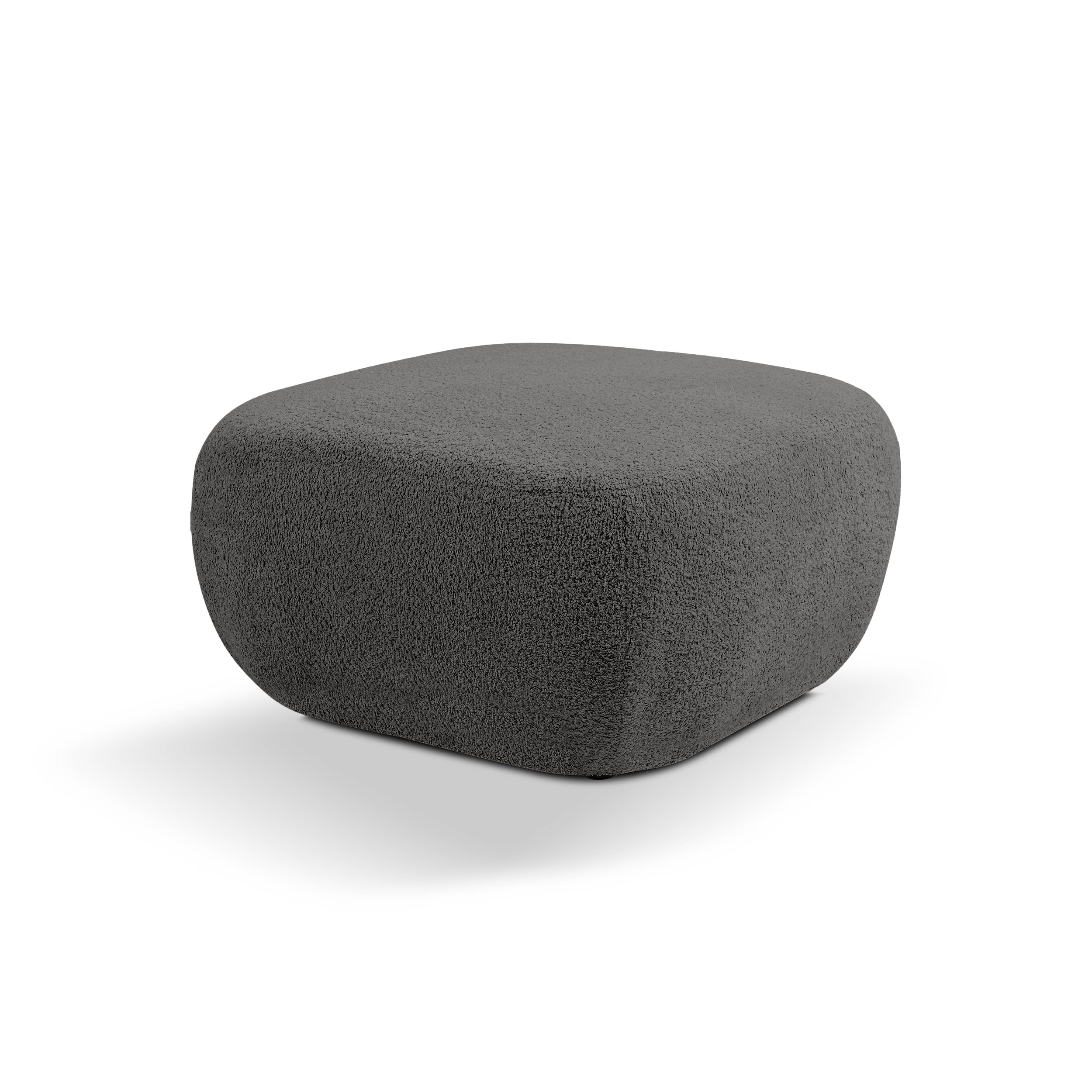Pufa w stylu organic modern 75×39 cm - zaokrąglona forma, tkanina Abriamo, 14 kolorów | OLEMO Węgiel Szlachetny (ABRIAMO 08)