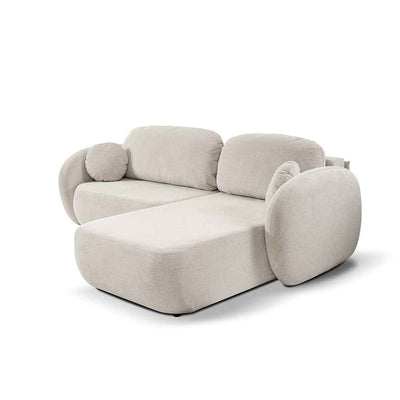 Narożnik z funkcją spania DL 248 cm w stylu nowoczesnym, tkanina Aragon | OLEMO Prawostronna Kremowy Taupe (ARAGON 03)