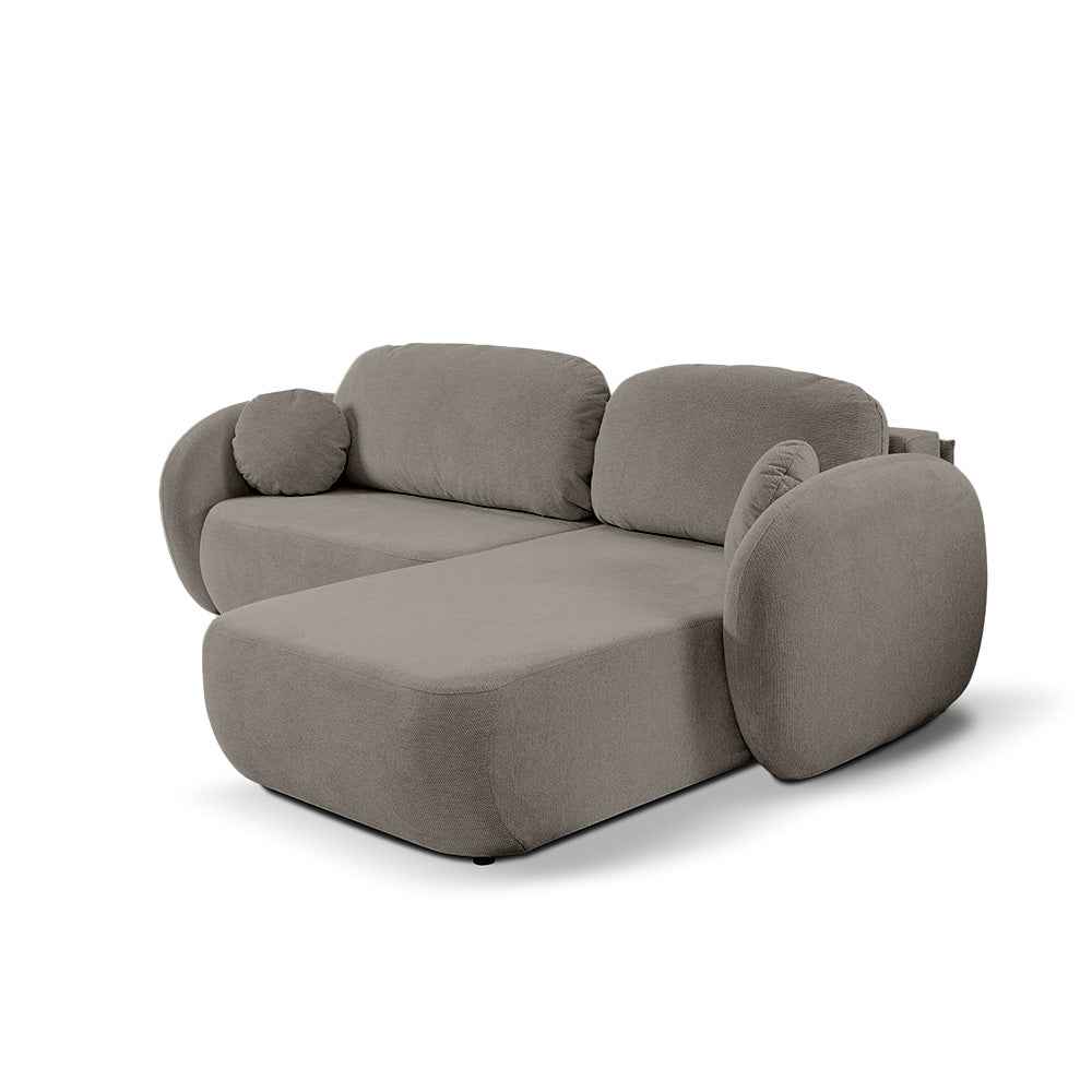 Narożnik z funkcją spania DL 248 cm w stylu nowoczesnym, tkanina Aragon | OLEMO Prawostronna Kamienna Mgła (ARAGON 20)