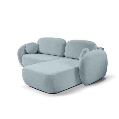 Narożnik z funkcją spania DL 248 cm w stylu nowoczesnym, tkanina Aragon | OLEMO Prawostronna Lodowy Lazur (ARAGON 70)