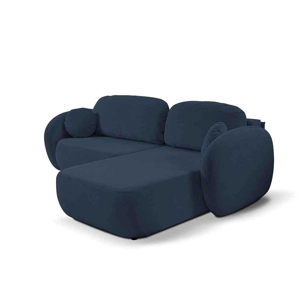 Narożnik z funkcją spania DL 248 cm w stylu nowoczesnym, tkanina Aragon | OLEMO Prawostronna Nocny Lazur (ARAGON 79)