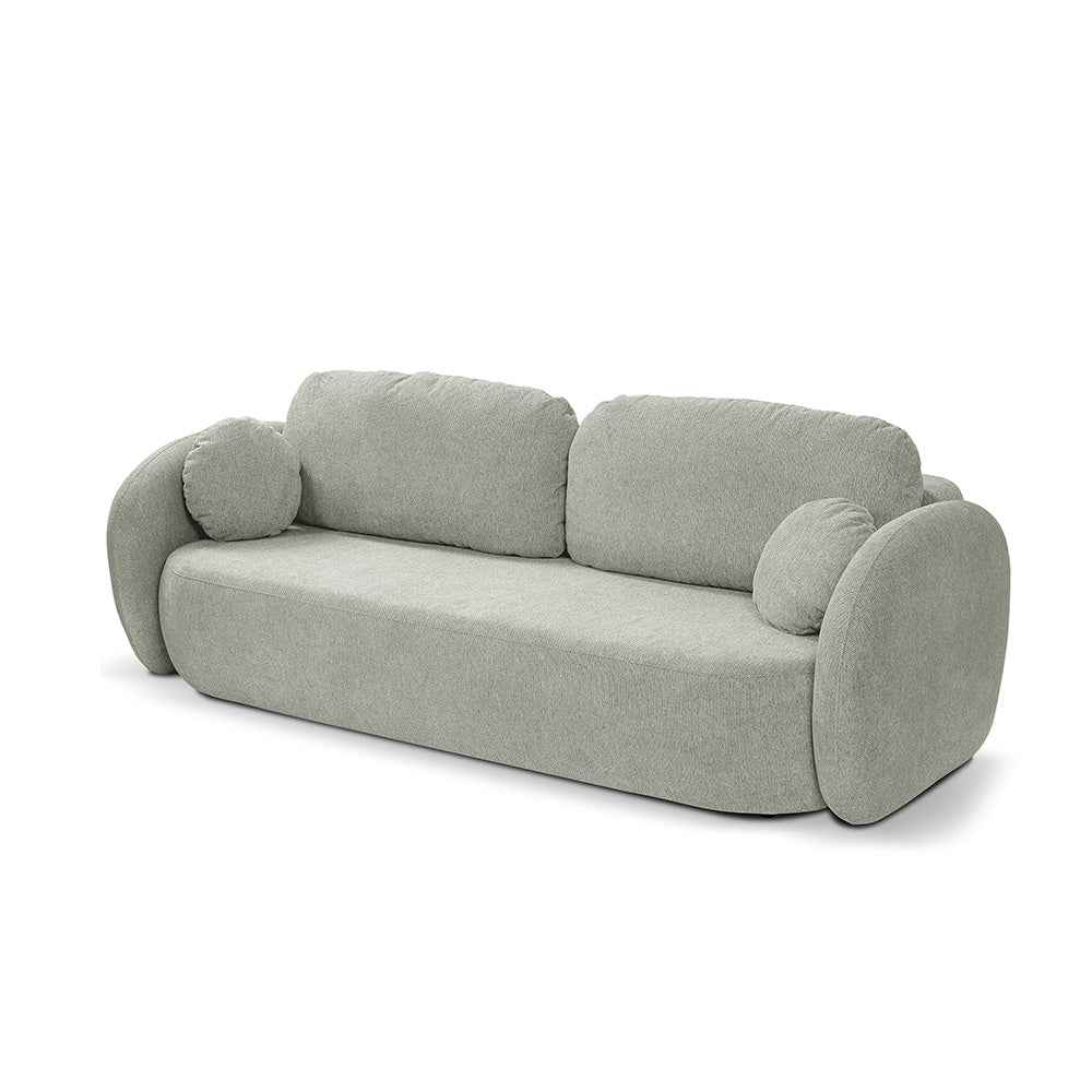 Sofa 3-osobowa z funkcją spania 142x200 z pojemnikiem w stylu art deco – tkanina Aragon, sprężyny bonell, DL | OLEMO Stalowa Szarość (ARAGON 83)
