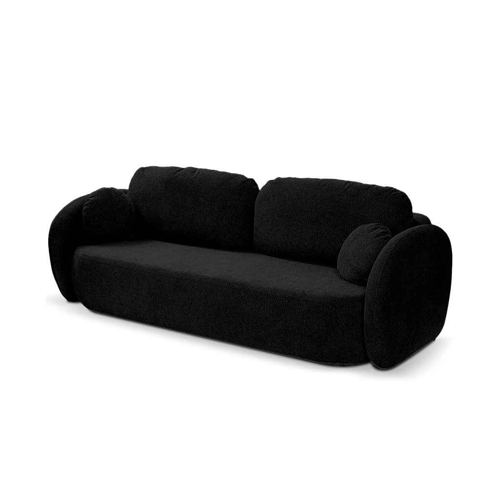 Sofa 3-osobowa z funkcją spania 142x200 z pojemnikiem w stylu art deco – tkanina Aragon, sprężyny bonell, DL | OLEMO Krucza Głębia (ARAGON 99)