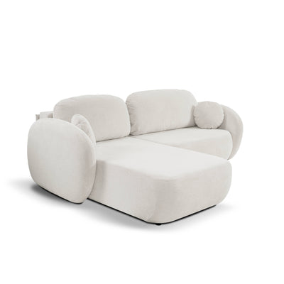 Narożnik z funkcją spania DL 248 cm w stylu nowoczesnym, tkanina Aragon | OLEMO Lewostronna Porcelanowa Biel (ARAGON 01)