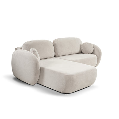 Narożnik z funkcją spania DL 248 cm w stylu nowoczesnym, tkanina Aragon | OLEMO Lewostronna Kremowy Taupe (ARAGON 03)