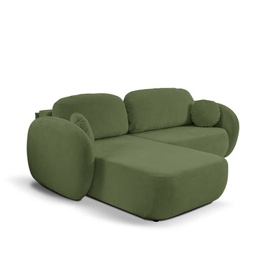 Narożnik z funkcją spania DL 248 cm w stylu nowoczesnym, tkanina Aragon | OLEMO Lewostronna Cisowa Zieleń (ARAGON 39)